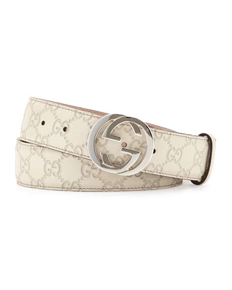 gucci white leather belt|genuine leather Gucci belt women.